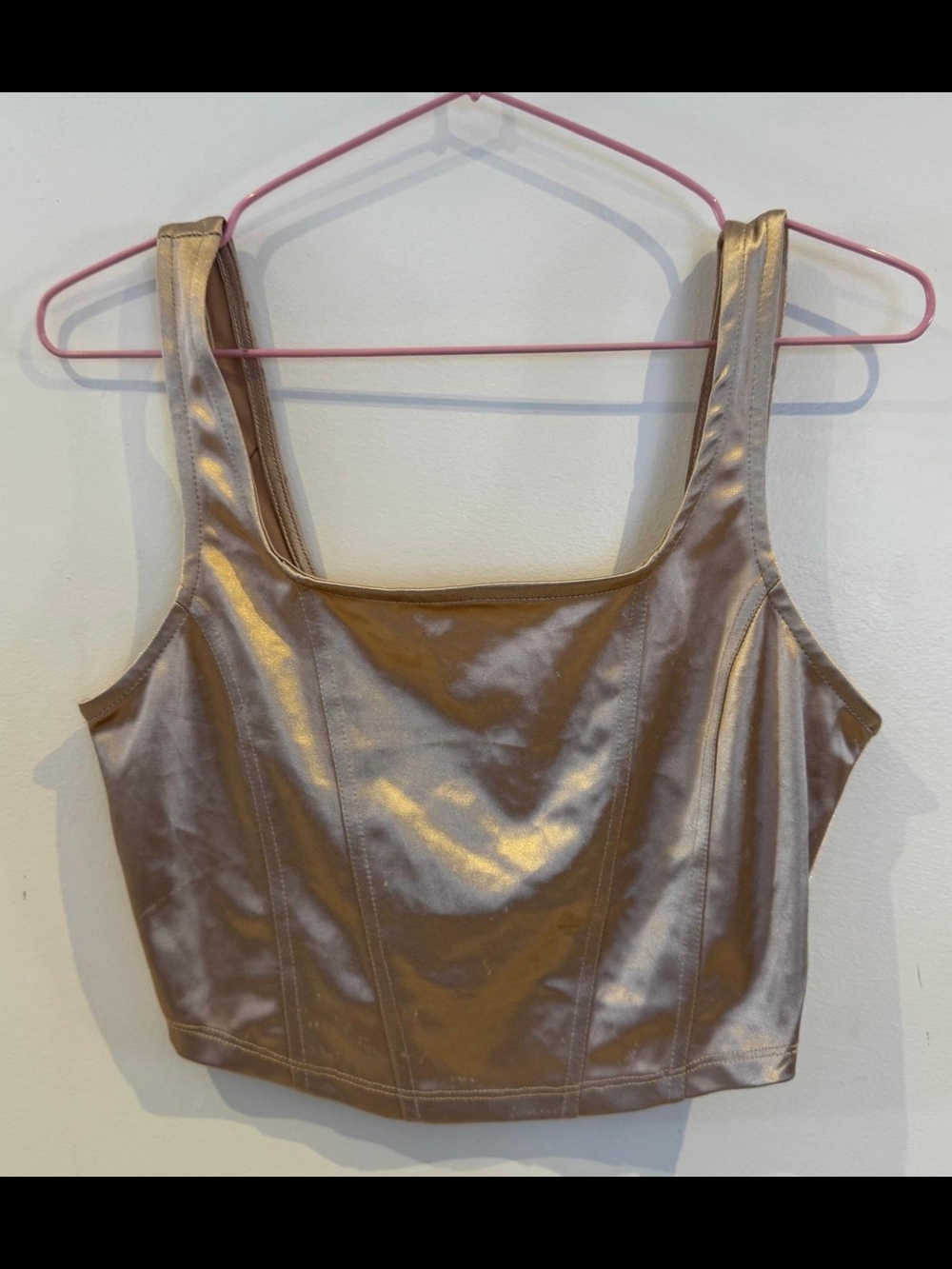 Y2K Metallic Gold Satin Corset Tank Top Bustier Party Clubwear NWT Wet Seal Smal